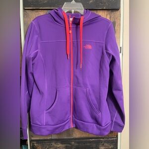 The North Face Purple Hoodie with Red Accents